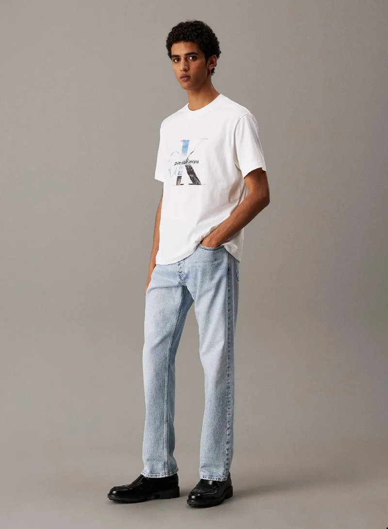 Calvin Klein Jeans Bright White Monogram Photo Print T-Shirt for Men | Best Price UAE