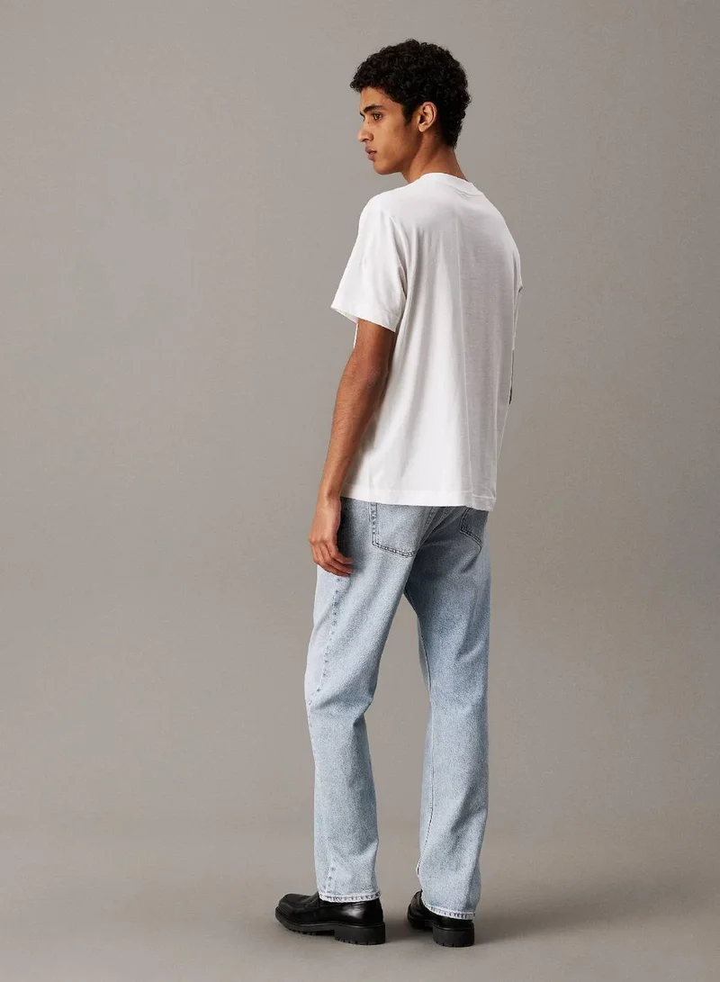 Calvin Klein Jeans Bright White Monogram Photo Print T-Shirt for Men | Best Price UAE
