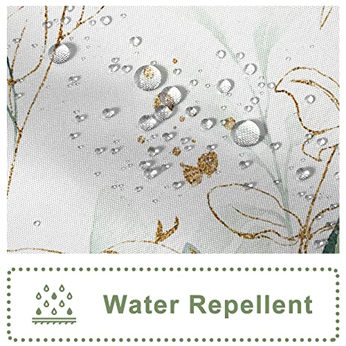 Ruelvth Stall Shower Curtain, Sage Green and Gold Eucalyptus Small Shower Curtain Set Waterproof Fabric Half Narrow Bathroom Decor with Hooks, 36x72 Inch - Image 3