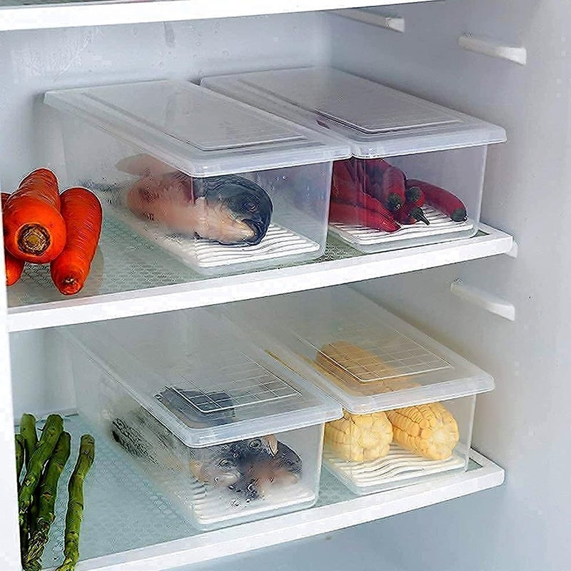 Onefire Food Storage Container Pack Of 12 With Removable Drain Plate And Lid 1500 Ml Fridge Storage Box Stackable Plastic zer Storage Containers To Keep Fresh For Fish, Meat, Vegetables, Fruits - Image 2