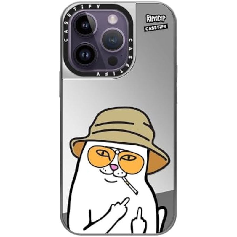 Casetify Mirror Case for iPhone 14 Pro 【RipNDip Colab/Reflective / 4.9ft Drop Protection/Compatible with Magsafe】 - Nermal S Thompson - Silver on Silver - Image 2