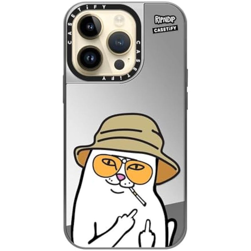 Casetify Mirror Case for iPhone 14 Pro 【RipNDip Colab/Reflective / 4.9ft Drop Protection/Compatible with Magsafe】 - Nermal S Thompson - Silver on Silver - Image 4