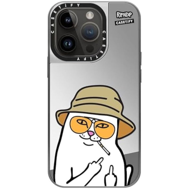 Casetify Mirror Case for iPhone 14 Pro 【RipNDip Colab/Reflective / 4.9ft Drop Protection/Compatible with Magsafe】 - Nermal S Thompson - Silver on Silver - Image 3