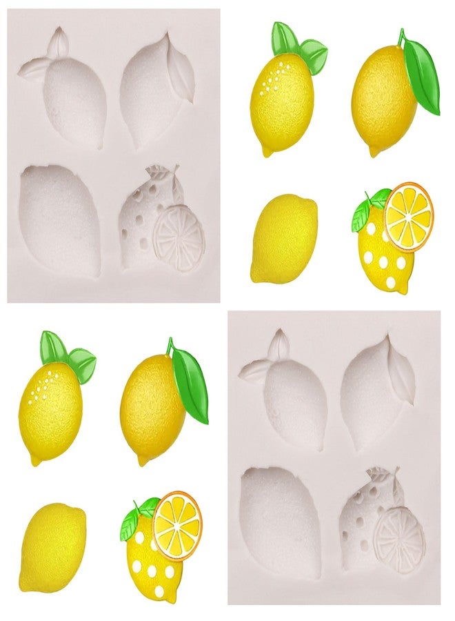 Caregene Lemon Fondant Silicone Molds Fruit Chocolate Baking Molds for Cake Decorating Cupcake Topper Gum Paste Polymer Clay Set of 2 - Image 1