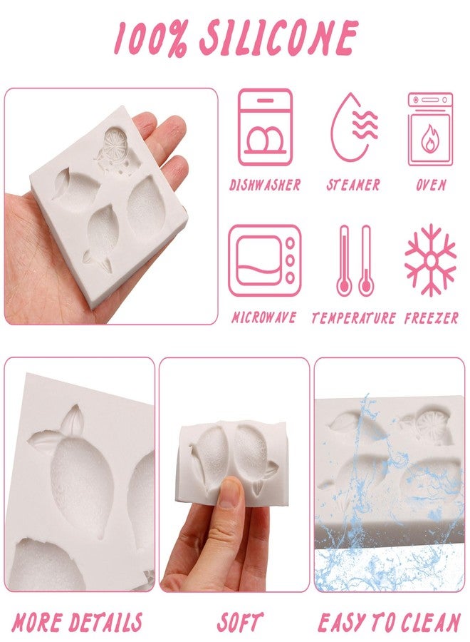 Caregene Lemon Fondant Silicone Molds Fruit Chocolate Baking Molds for Cake Decorating Cupcake Topper Gum Paste Polymer Clay Set of 2 - Image 3