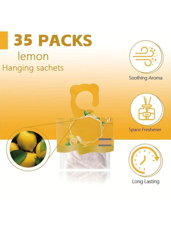 35 كيس معطر برائحة الليمون، أكياس معلقة طويلة الأمد مع زهور مجففة للخزانة والسيارة - Image 3