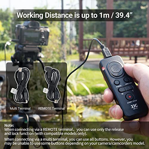JJC External Camera Remote Control Replace RM-VPR1 with 39.4" Cable for Sony A1 II A7R V A7 IV A7S III II ZV-1 A6600 A6400 A6300 A6100 RX100 VII HDR-CX405 CX455 CX900 PXW-Z90V HXR-NX80 FDR-AX53 AX43 AX100 - Image 2