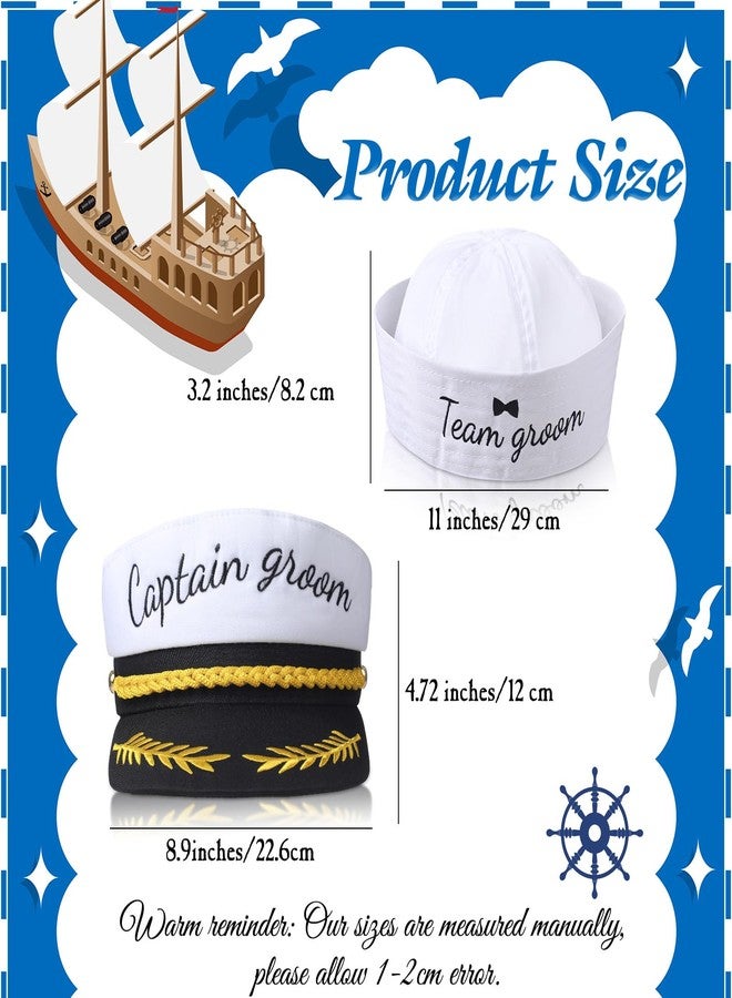 JaGely 7 Pcs Bachelor Party Favors Include 1 Captain Groom Hat and 6 Groom Sailor Hat Bachelor Party Decorations Accessories - Image 3