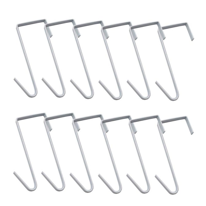 OJYUDD 12 Pack White Smart Over The Door Hook,2 Side Metal Z Hooks,S Hooks for Hanging Coats,Bags,Towels for Bathroom,Kitchen,Office - Image 1