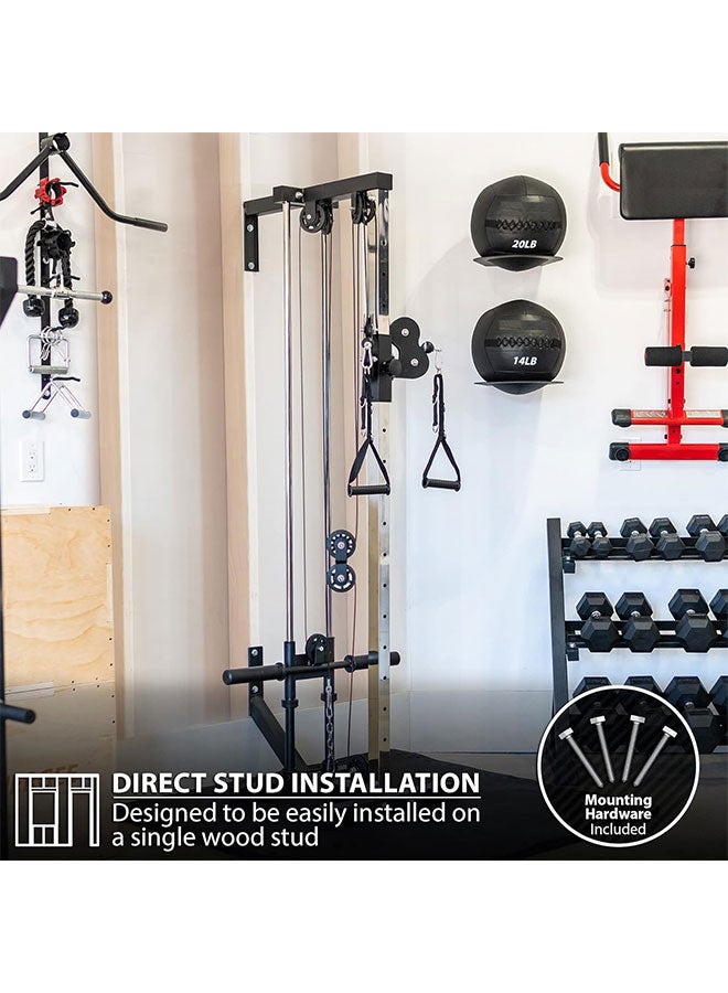 Max Strength Wall-Mounted Lat Pulley System Home Gym Cable Machine for Strength Training, Compatible with 1” & 2” Weight Plates - Image 3