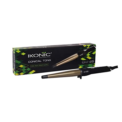 IKONIC Professional Conical Tong Hair Curler - CNT 25mm with Ceramic Barrel for all hair types (Black) for Salon Finish Hair Styling - Image 3