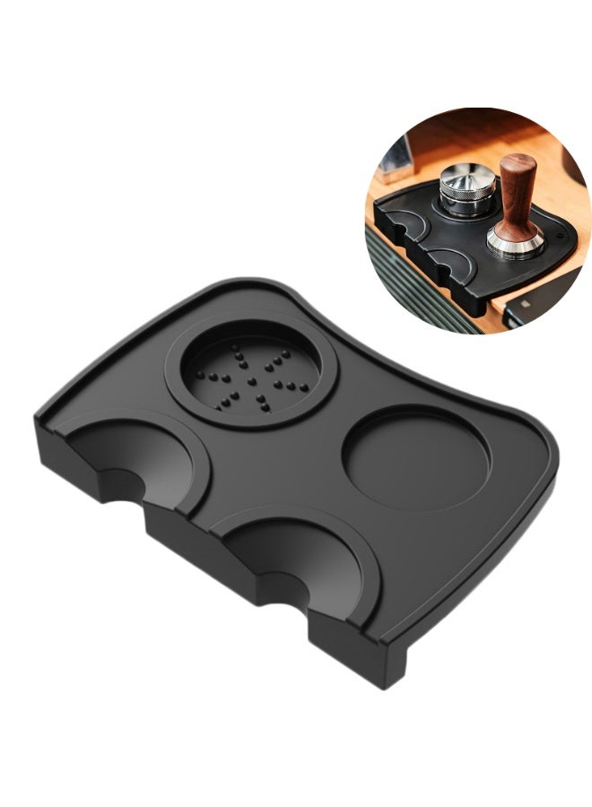 Multi-Function Silicone Coffee Tamper Mat, L-Shaped Edge Protector Tray for Portafilter, Tamper & Distributor, Easy to Clean Coffee Bar Mat, Heat-Resistant Non-Slip Tamping Mat for Espresso Tools, Barista Accessory, Counter Protection - Image 1