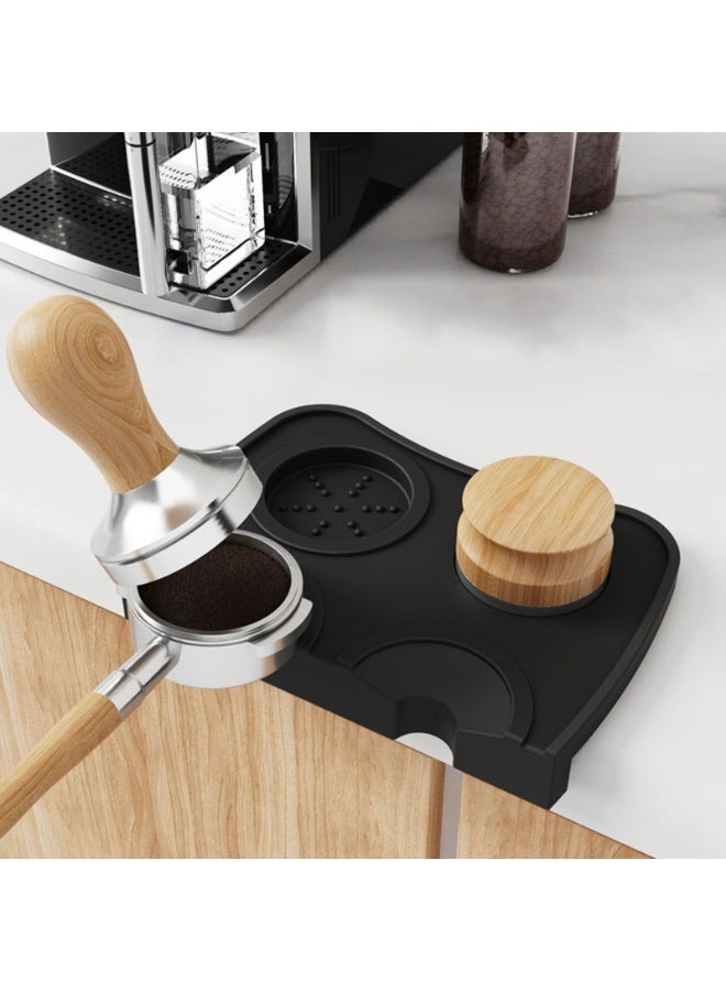 Multi-Function Silicone Coffee Tamper Mat, L-Shaped Edge Protector Tray for Portafilter, Tamper & Distributor, Easy to Clean Coffee Bar Mat, Heat-Resistant Non-Slip Tamping Mat for Espresso Tools, Barista Accessory, Counter Protection - Image 2