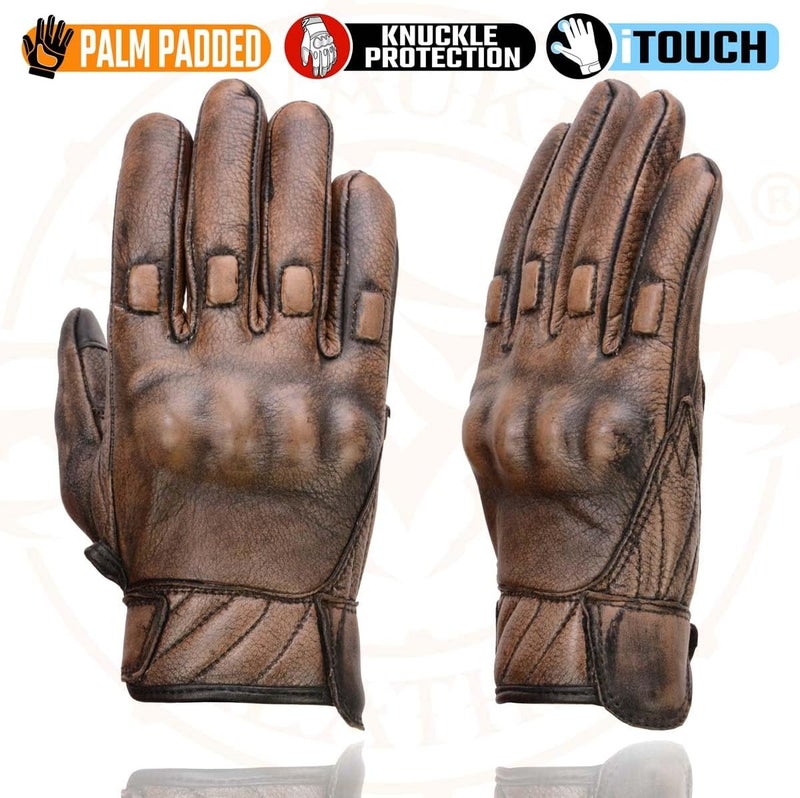 Milwaukee Leather MG7514 Men's Brown Leather with Gel Palm Motorcycle Gloves W/Protective Knuckle - Image 4
