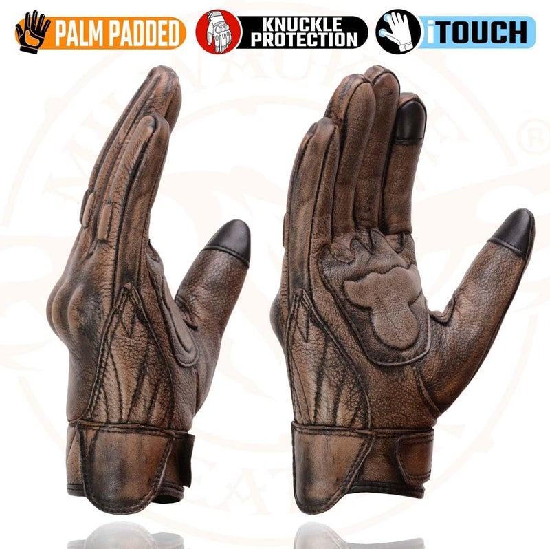 Milwaukee Leather MG7514 Men's Brown Leather with Gel Palm Motorcycle Gloves W/Protective Knuckle - Image 5