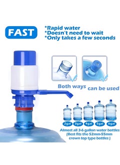 Generic Hand Pump For 5-Gallon Water Bottles, Portable Manual Drinking Water Dispenser In Blue With Protective Spout Cover, Compatible With Most 2-6 Gallon Water Coolers  - Image 4