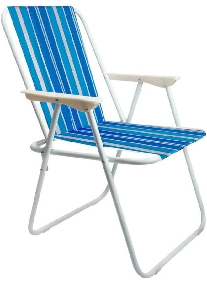 راكسوم كرسي شاطئ قابل للطي مع مساند للذراعين، مناسب للحديقة والنزهات والتخييم وصيد الأسماك، مناسب للاستخدام في الهواء الطلق - Image 1