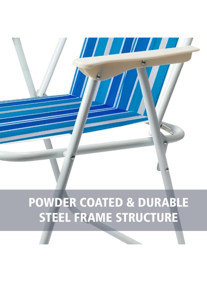 راكسوم كرسي شاطئ قابل للطي مع مساند للذراعين، مناسب للحديقة والنزهات والتخييم وصيد الأسماك، مناسب للاستخدام في الهواء الطلق - Image 3