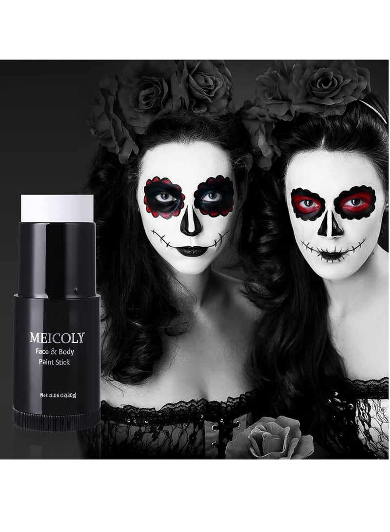 MEICOLY MEICOLY Clown White Face Body Paint Stick(1.06 Oz),Foundation cream Makeup,Face Paint for Halloween Joker Zombie Vampire Skeleton Skull Special Effects Mime Makeup,White Eye Black Stick for Sports - Image 4