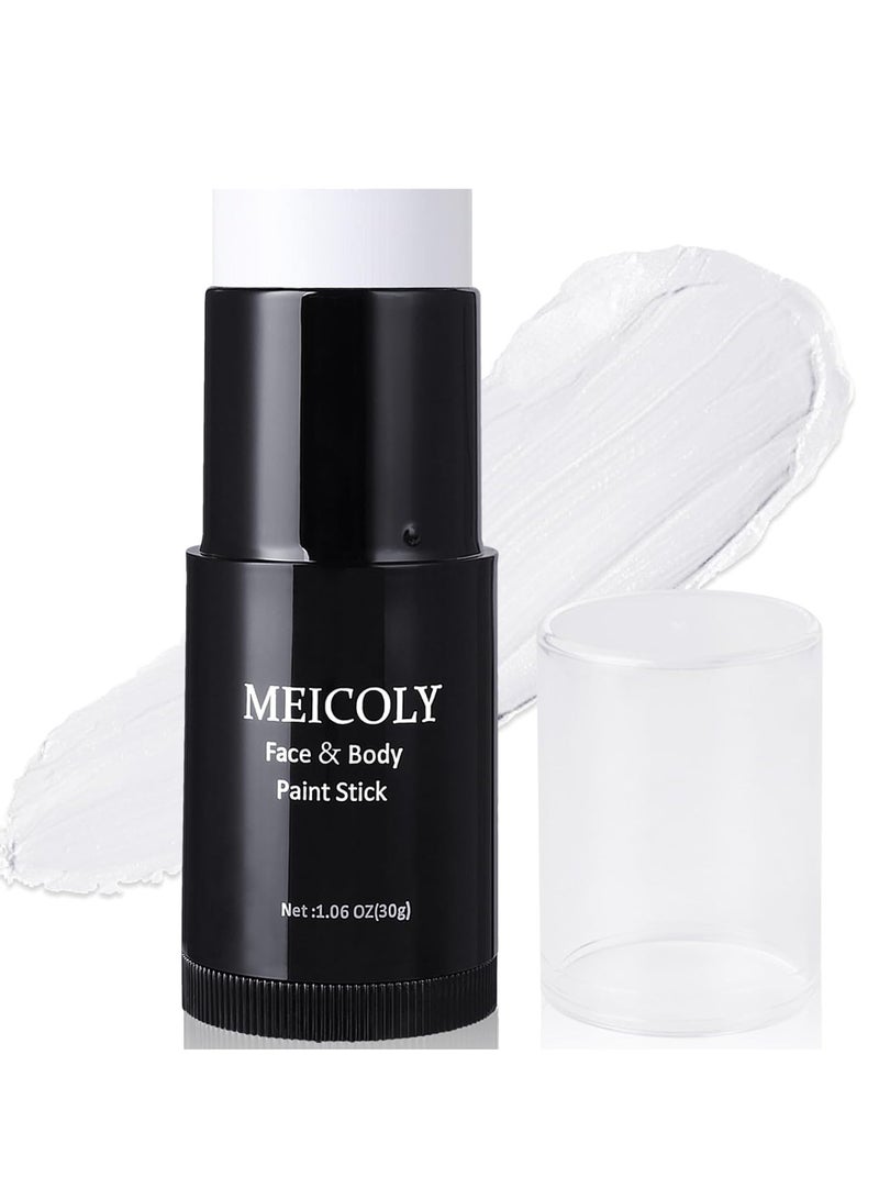 MEICOLY MEICOLY Clown White Face Body Paint Stick(1.06 Oz),Foundation cream Makeup,Face Paint for Halloween Joker Zombie Vampire Skeleton Skull Special Effects Mime Makeup,White Eye Black Stick for Sports - Image 1