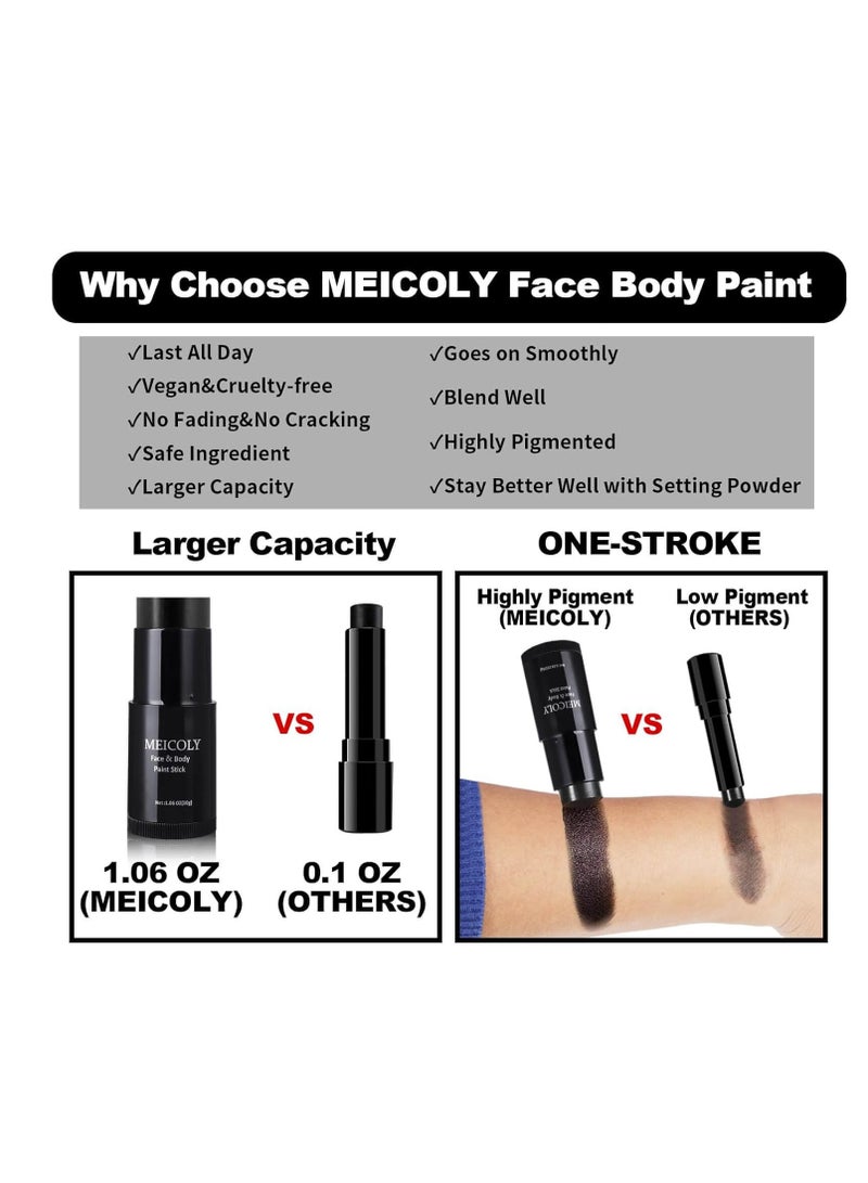 MEICOLY MEICOLY Clown White Face Body Paint Stick(1.06 Oz),Foundation cream Makeup,Face Paint for Halloween Joker Zombie Vampire Skeleton Skull Special Effects Mime Makeup,White Eye Black Stick for Sports - Image 2