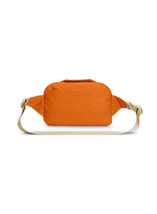 porodo TRAVO Waist Bag with Spacious Storage Design, Waterproof fabric, Adjustable shoulder strap, Multiple internal pockets, Back zipper pocket, Anti-theft design - Orange - Image 3