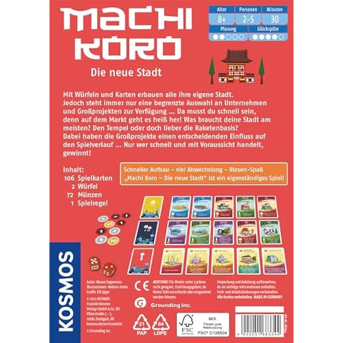 KOSMOS 683344 Machi Koro  The New City Quick Assembly  Lots of Fun Compact Game with Cards and Dice for 2 to 4 People from 8 Years Board Game - Image 3