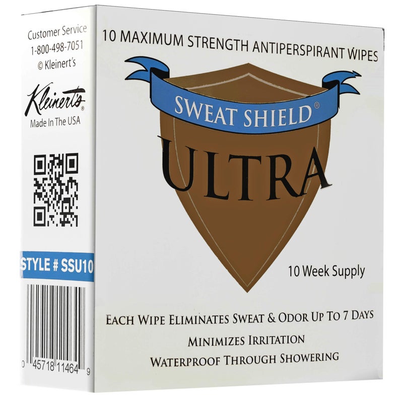 Kleinert's Sweat Shield Ultra Antiperspirant Wipes - Reduce Sweat Up To 7 Days Per Wipe (Pack of 10). Clinical Strength. Dermatologist Recommended. - Image 1