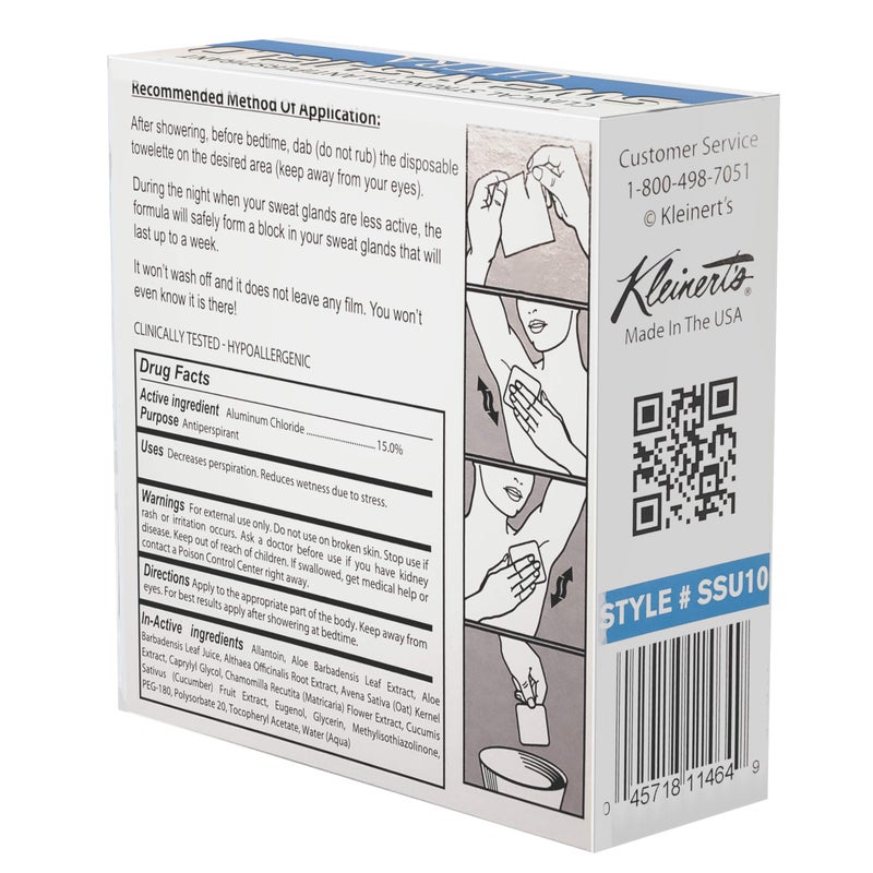 Kleinert's Sweat Shield Ultra Antiperspirant Wipes - Reduce Sweat Up To 7 Days Per Wipe (Pack of 10). Clinical Strength. Dermatologist Recommended. - Image 2