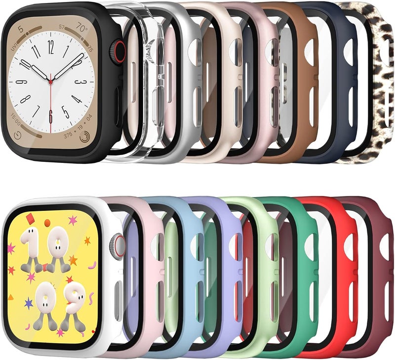 Commuter [16 Pack] for Apple Watch SE (2nd Gen)/SE/6/5/4 Screen Protector, (2022 New) Hard PC Ultra-Thin Protective Face Cover Built-in Tempered Glass Film for iWatch SE 2/SE/6/5/4 40mm - Image 1