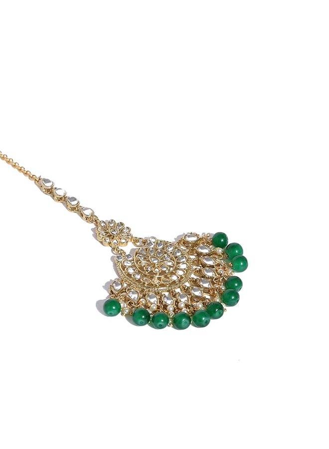 إيروريكس طقم مجوهرات كوندان ولآلئ للنساء باللون الذهبي Zpfk8521 - Image 5