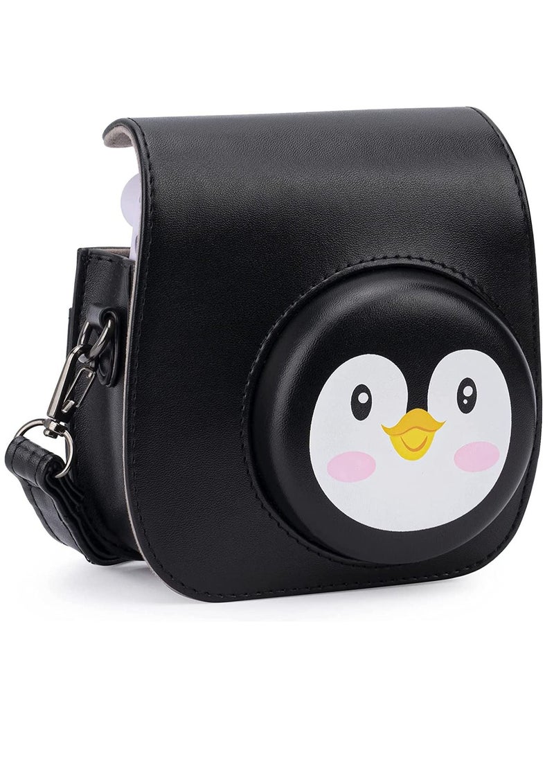 SYOSI PU Leather For Instax Camera Compact Case for Fujifilm Instax Mini 11/9/8/8+ Instant Film Camera Black Penguin  - Image 1