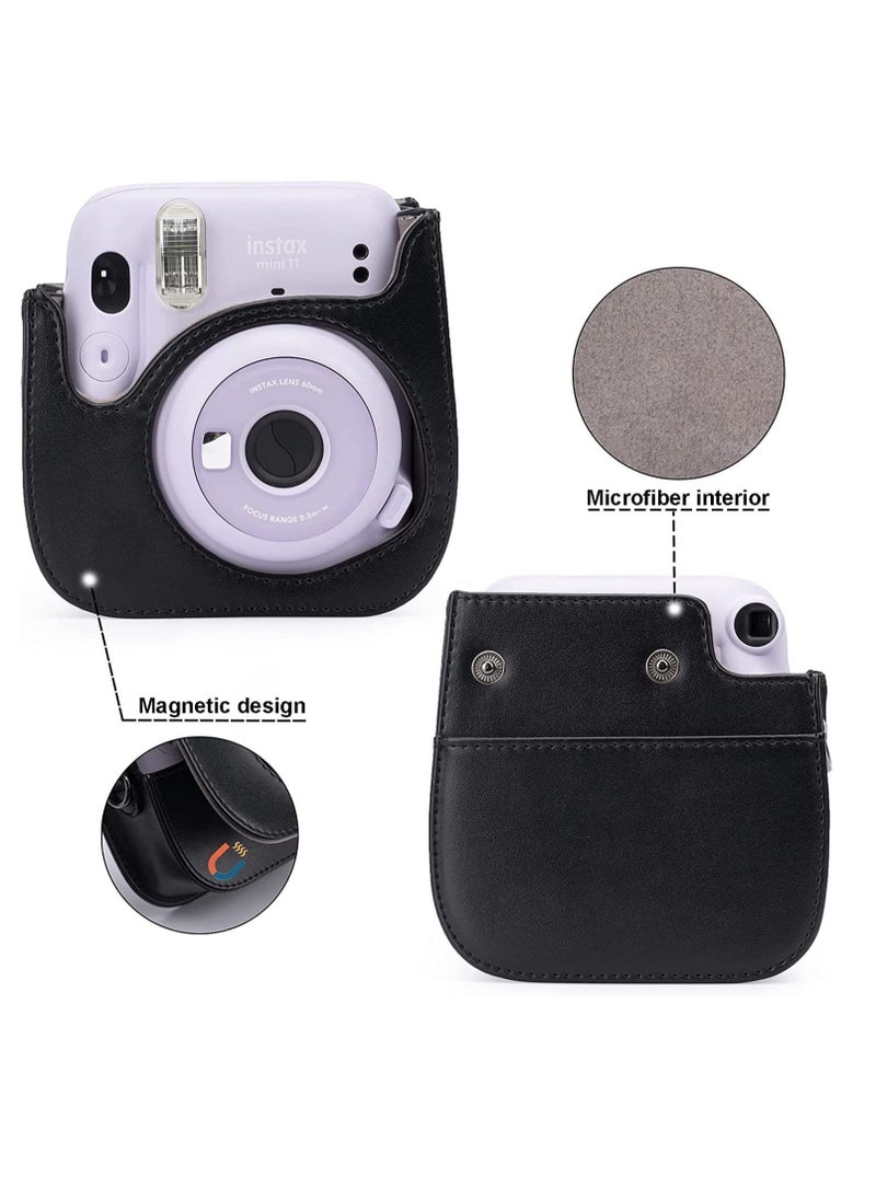 SYOSI PU Leather For Instax Camera Compact Case for Fujifilm Instax Mini 11/9/8/8+ Instant Film Camera Black Penguin  - Image 2