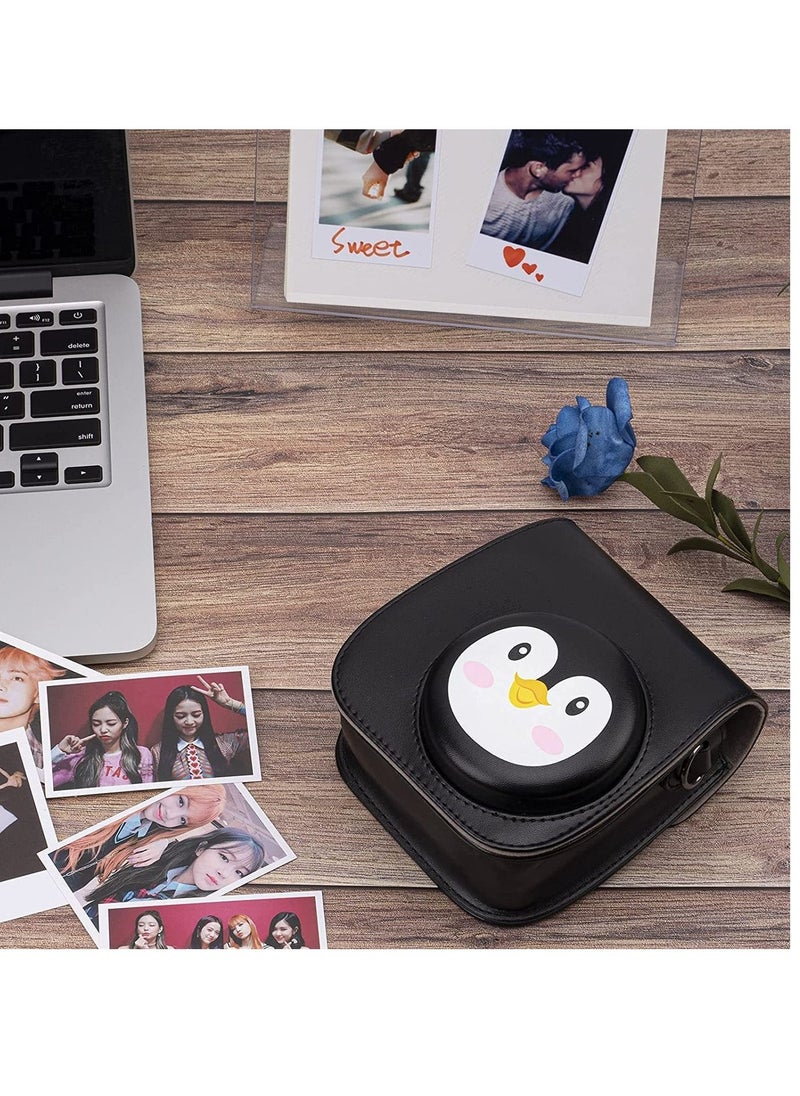 SYOSI PU Leather For Instax Camera Compact Case for Fujifilm Instax Mini 11/9/8/8+ Instant Film Camera Black Penguin  - Image 5