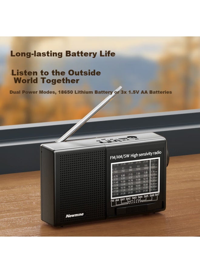 Newmine Bt526 Radio For Elderly With Led Light Mini Speaker Portable Fm Radio Semiconductor Rechargeable - Image 3