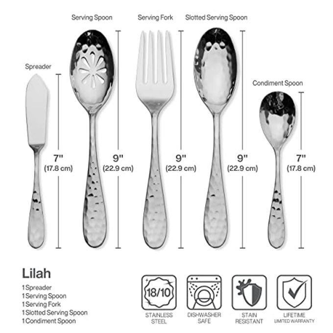 Mikasa , Lilah Flatware Service For 8, 45 Piece Set, 18/10 Stainless Steel, Silverware Set With Serving Utensils - Image 3