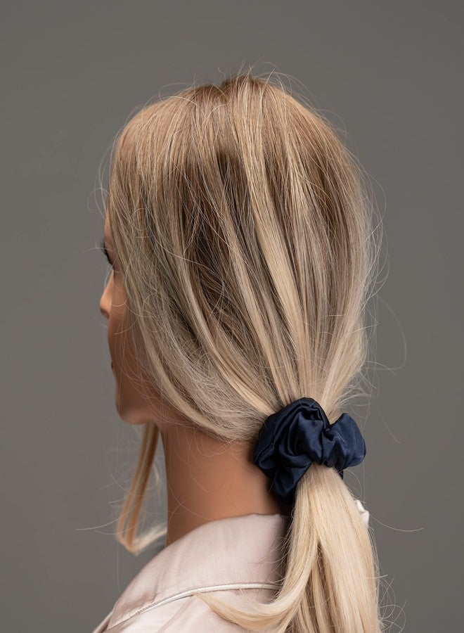 Silmer Silk Scrunchies for Hair 100% Mulberry Silk Hair Ties 3 Pack(Black, Navy Blue, Emerald) - Image 4