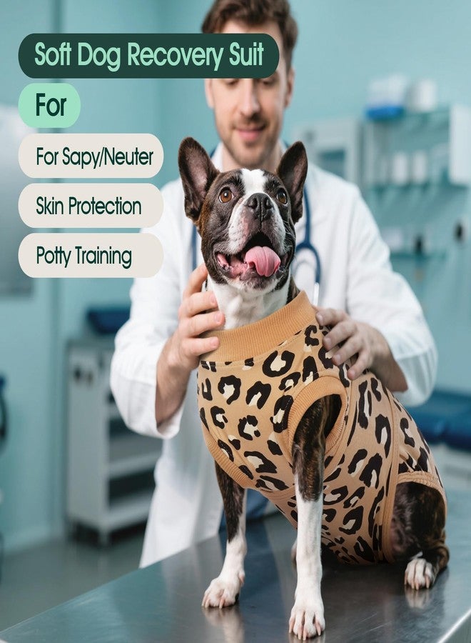 Kuoser Dog Recovery Suit for Dogs After Surgery,Professional Surgical Onesie for Female Male Dogs Spay Neuter,Soft Dog Surgery Suit Bodysuit for Abdominal Wounds Skin Disease,Coffee Leopard XS - Image 2