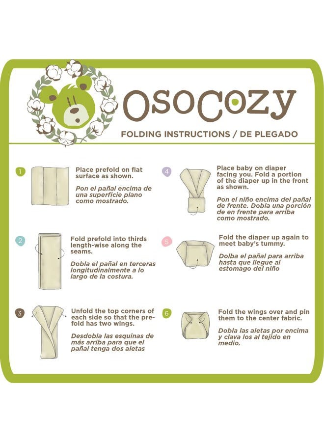 OsoCozy Organic Cotton Prefold Cloth Diapers Traditional Fit Small 4x8x4 Layering (6pk) - Super-Soft, Thick, Absorbent and Durable. Unbleached Natural Color, Fits 7-15 lbs. - Image 4