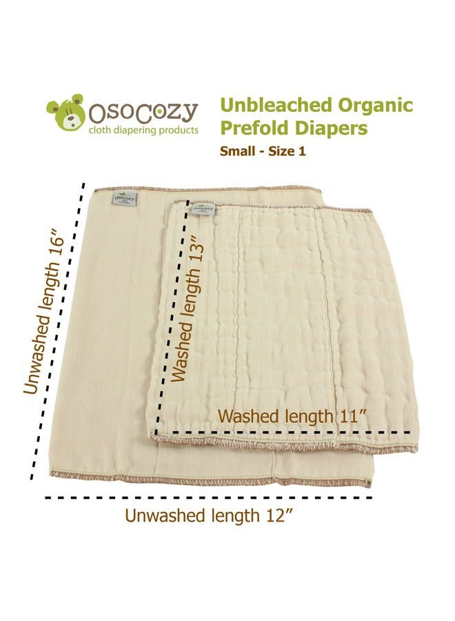 OsoCozy Organic Cotton Prefold Cloth Diapers Traditional Fit Small 4x8x4 Layering (6pk) - Super-Soft, Thick, Absorbent and Durable. Unbleached Natural Color, Fits 7-15 lbs. - Image 5