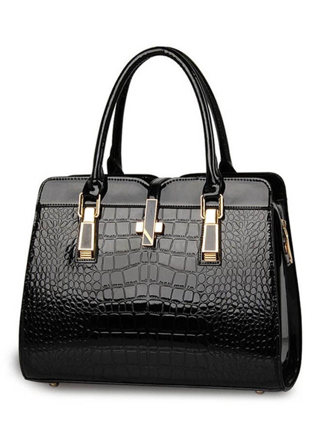 NIBEMINENT - Alligator Pattern Shoulder Bag Black - Image 1