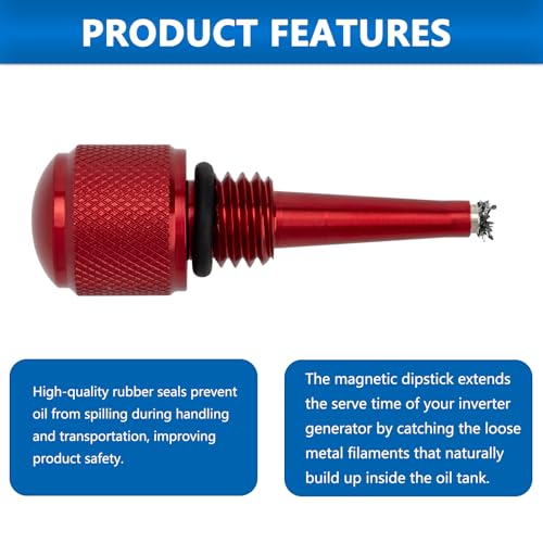 JZYUSHUA 2Pcs Replacement Magnetic Dipstick for Inverter Generators, Compatible with Predator, Wen, Yamaha (Red) - Image 2