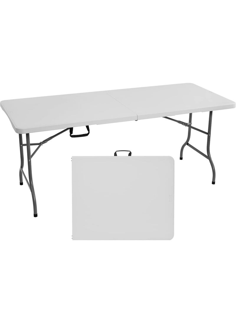 6ft Heavy Duty Folding Table, Portable Waterproof Multipurpose Table with Sturdy Metal Frame for Camping, Picnic, Garden, Parties and Indoor Outdoor Use - Image 1