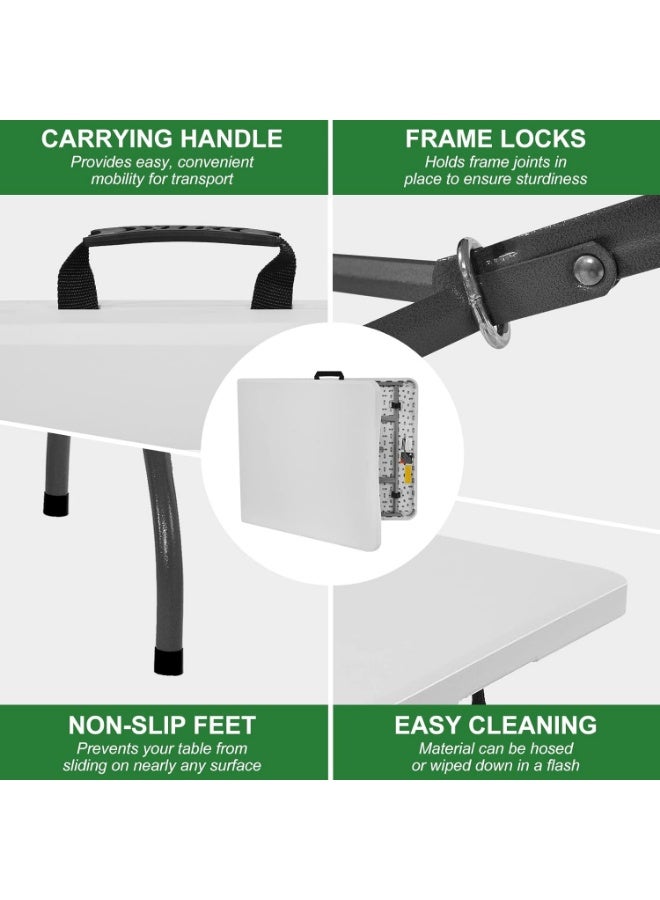 6ft Heavy Duty Folding Table, Portable Waterproof Multipurpose Table with Sturdy Metal Frame for Camping, Picnic, Garden, Parties and Indoor Outdoor Use - Image 4