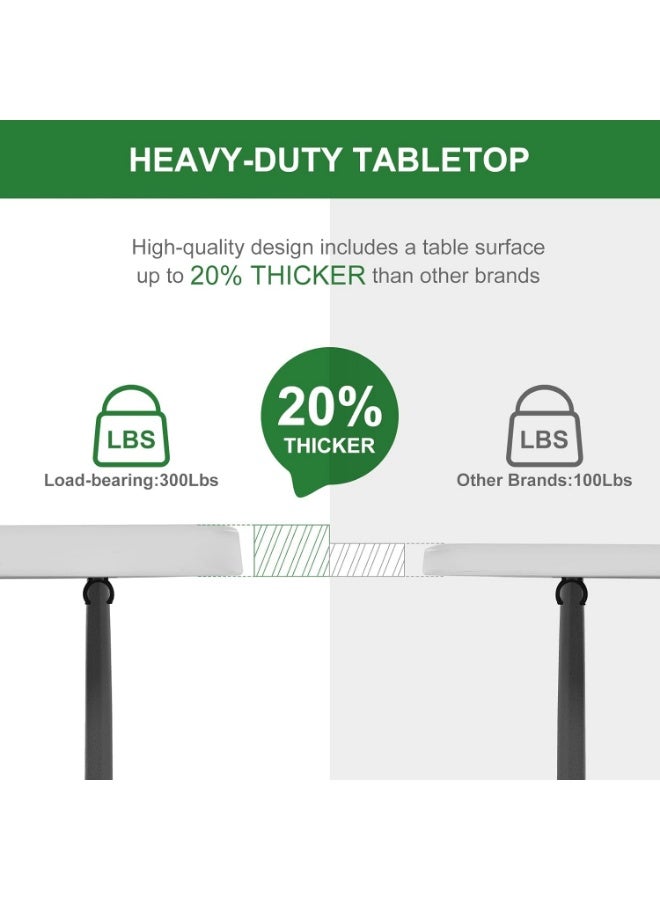 6ft Heavy Duty Folding Table, Portable Waterproof Multipurpose Table with Sturdy Metal Frame for Camping, Picnic, Garden, Parties and Indoor Outdoor Use - Image 2