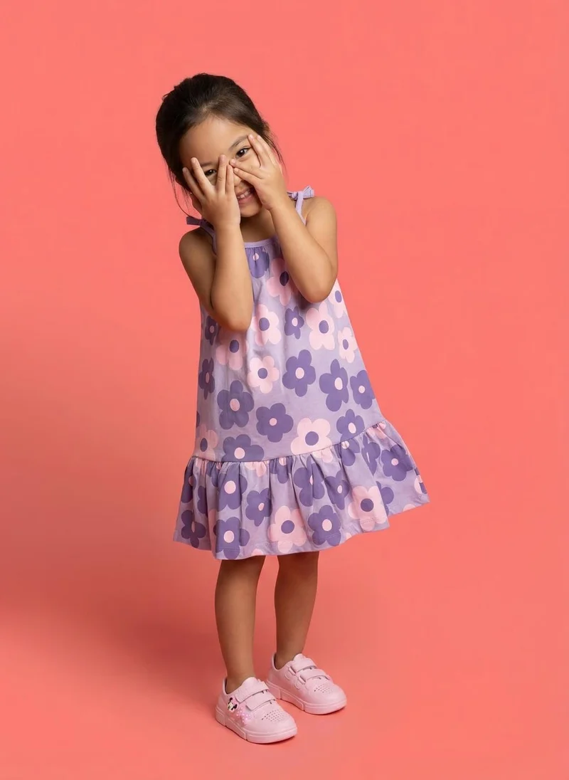 نوتيناتي Nautinati Girls' 100% Cotton All-over Floral Print A-line Dress
