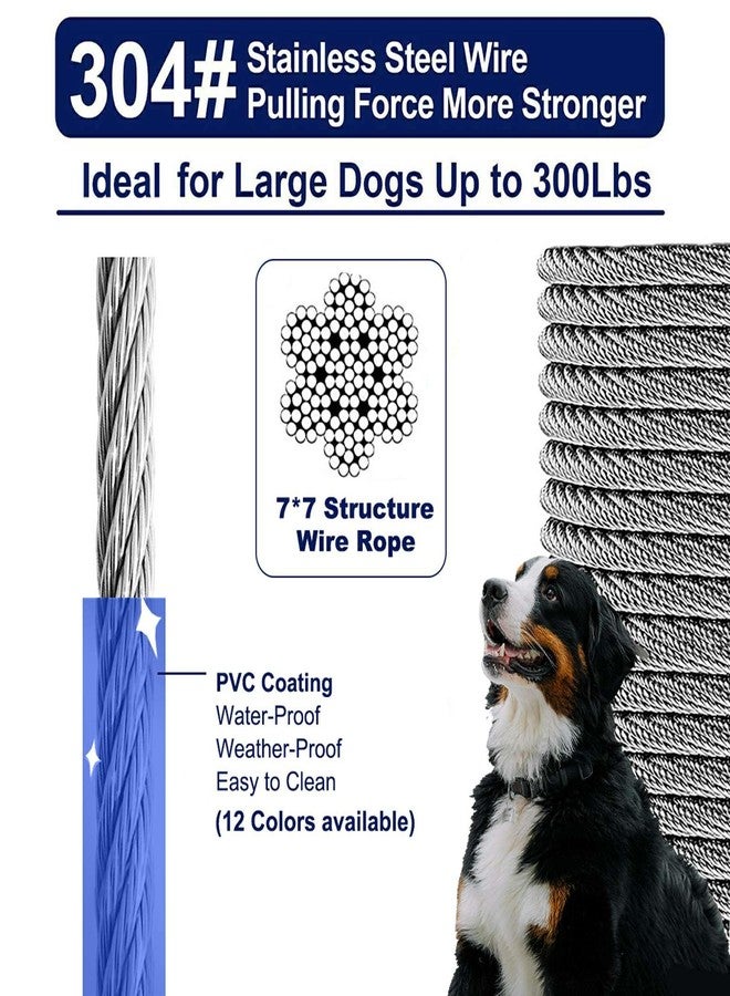 WATFOON Tie Out Cable for Dogs Up to 300lbs,50ft Extra Strong 1000lbs Break Strength Tie-Out Tether Trolley Training Lead,Dog Run Cable for Yard Garden Park Camping Outside (Reflective Blue, 300lbs 50ft) - Image 2