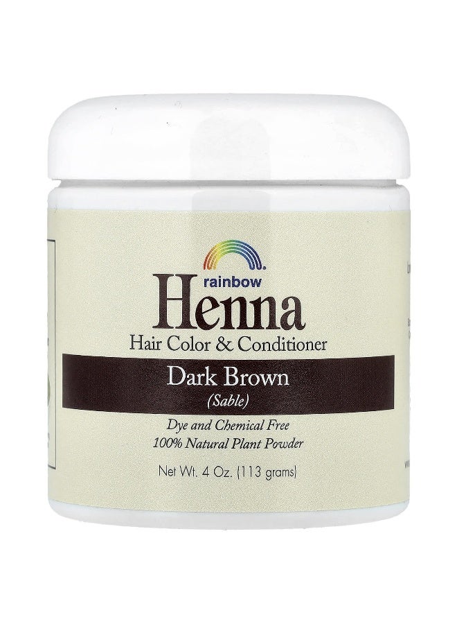 Rainbow Research, Henna, Hair Color & Conditioner, Dark Brown (Sable), 4 oz (113 g) - Image 1