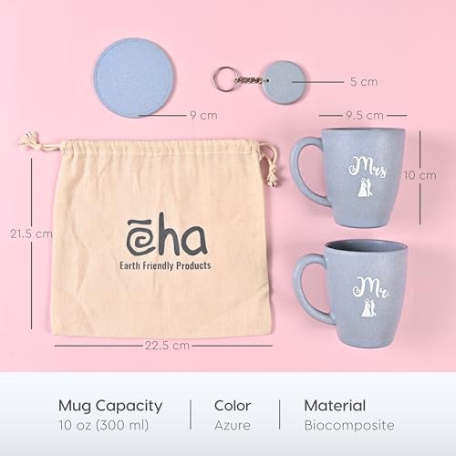 Eha Earth-Friendly Mr & Mrs Coffee Mugs Rakhi Gift Set for Bhaiya & Bhabhi | Made with Rice Husk | Raksha Bandhan Rakhi Thread with Roli Chawal | Set of 2 | 300 ml | Coffee Mug | Sand Castle - Image 3