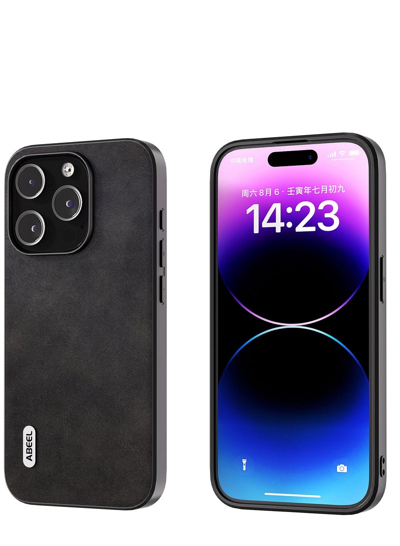 GULFLINK PU Leather Case Slim Luxury Business Non-Slip Grip Rugged Shockproof Full Body Protective Case for iPhone 15 Pro Max Black - Image 3